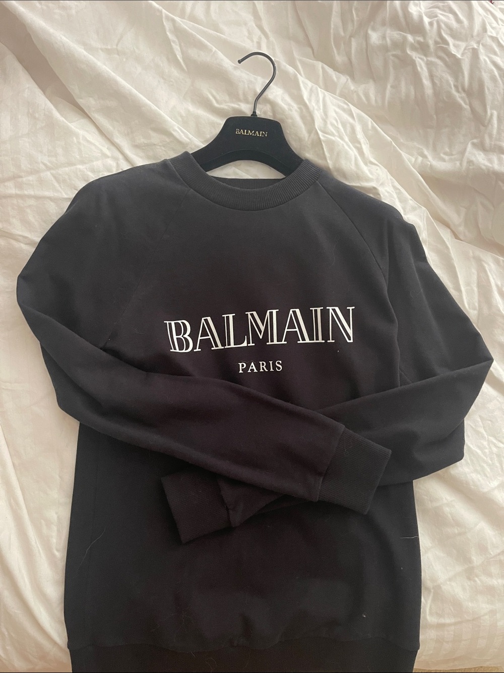 Balmain Black Crewneck Sweatshirt with White Logo